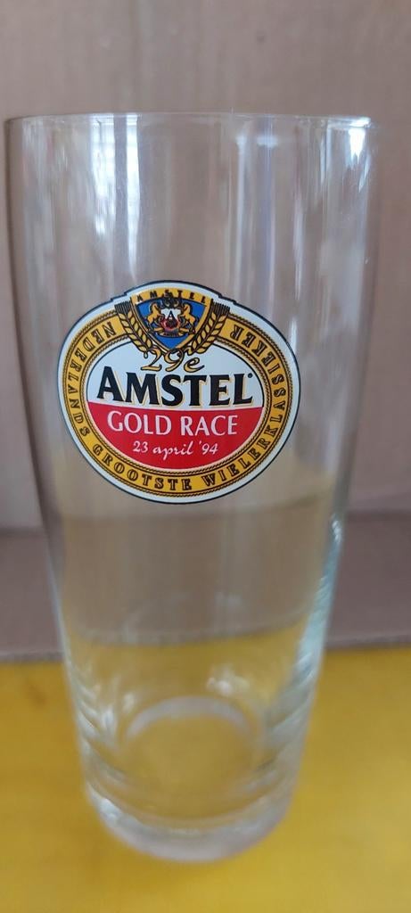 1994 gold race amstelglas, Verzamelen, Biermerken, Ophalen of Verzenden, Zo goed als nieuw, Amstel