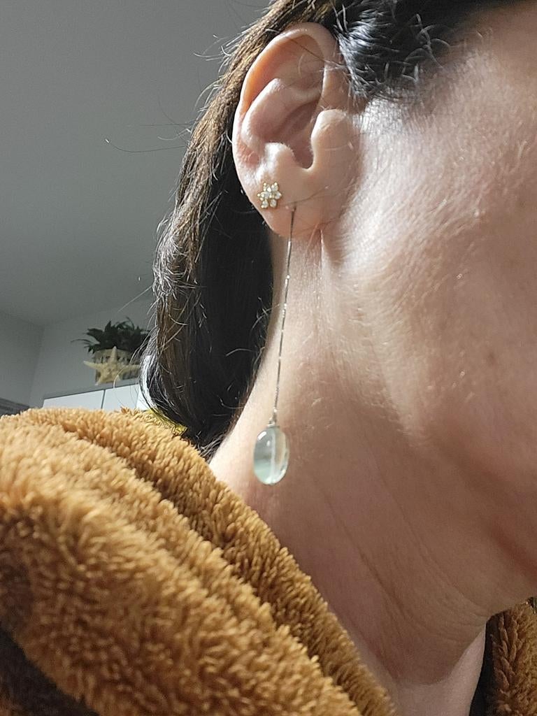 Lange zilveren oorbellen met natuursteen, Bijoux, Sacs & Beauté, Boucles d'oreilles, Enlèvement ou Envoi, Autres couleurs, Comme neuf