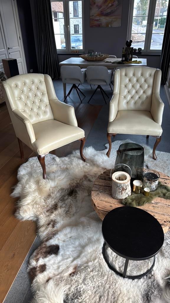 Stijvolle lederen fauteuil / zetel, 75 à 100 cm, Engels cottage - klassiek - landelijk - vintage, Enlèvement, Utilisé
