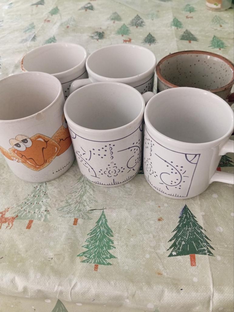 6 koffiemokken / tassen – vintage mix – gebruikt maar nog ne, Huis en Inrichting, Keuken | Servies, Ophalen, Glas, Kop(pen) en/of Schotel(s)