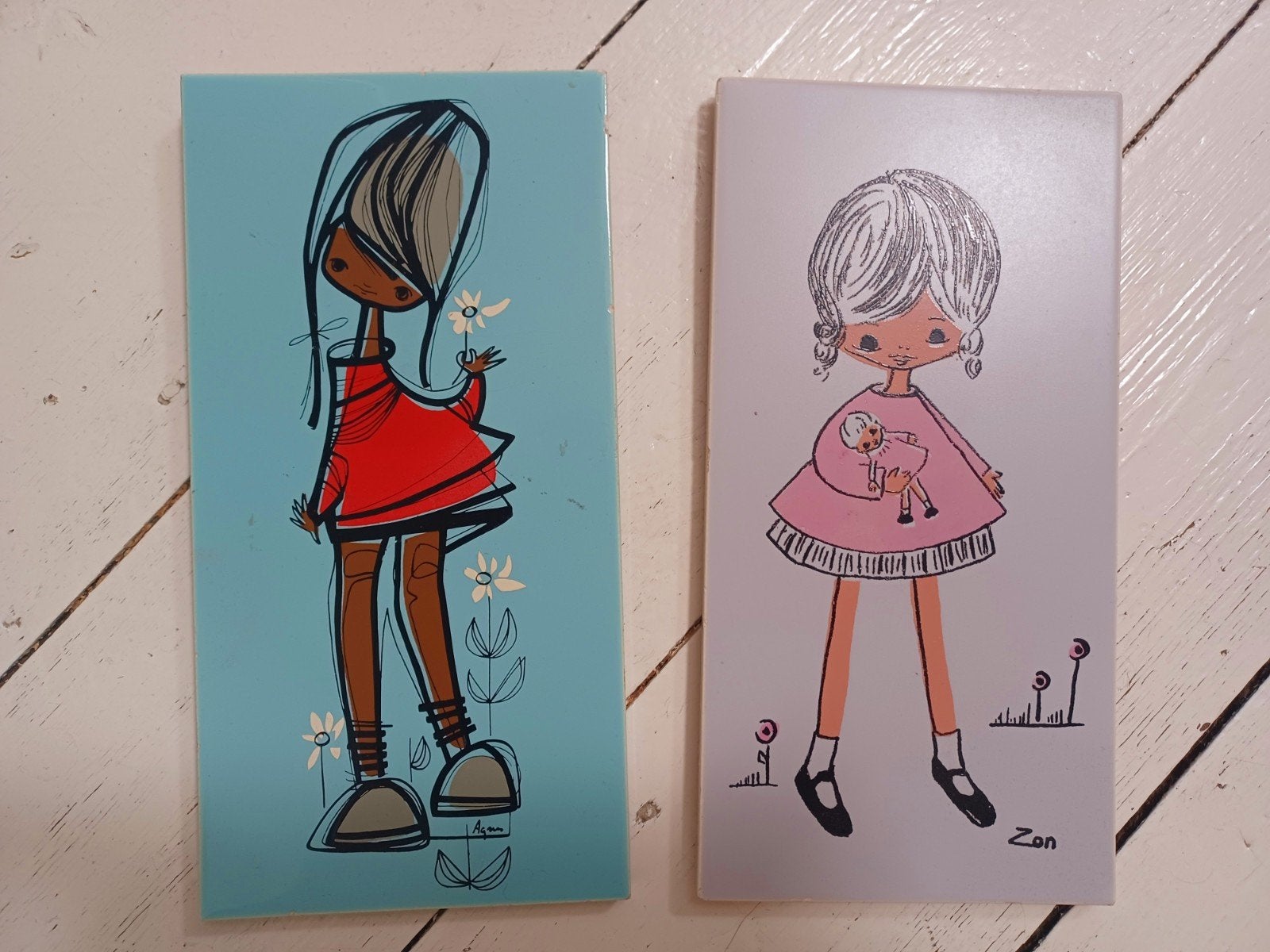 lot de deux céramiques vintage fifties, Collections, Cartes de naissance & Cartes de visite, Enlèvement