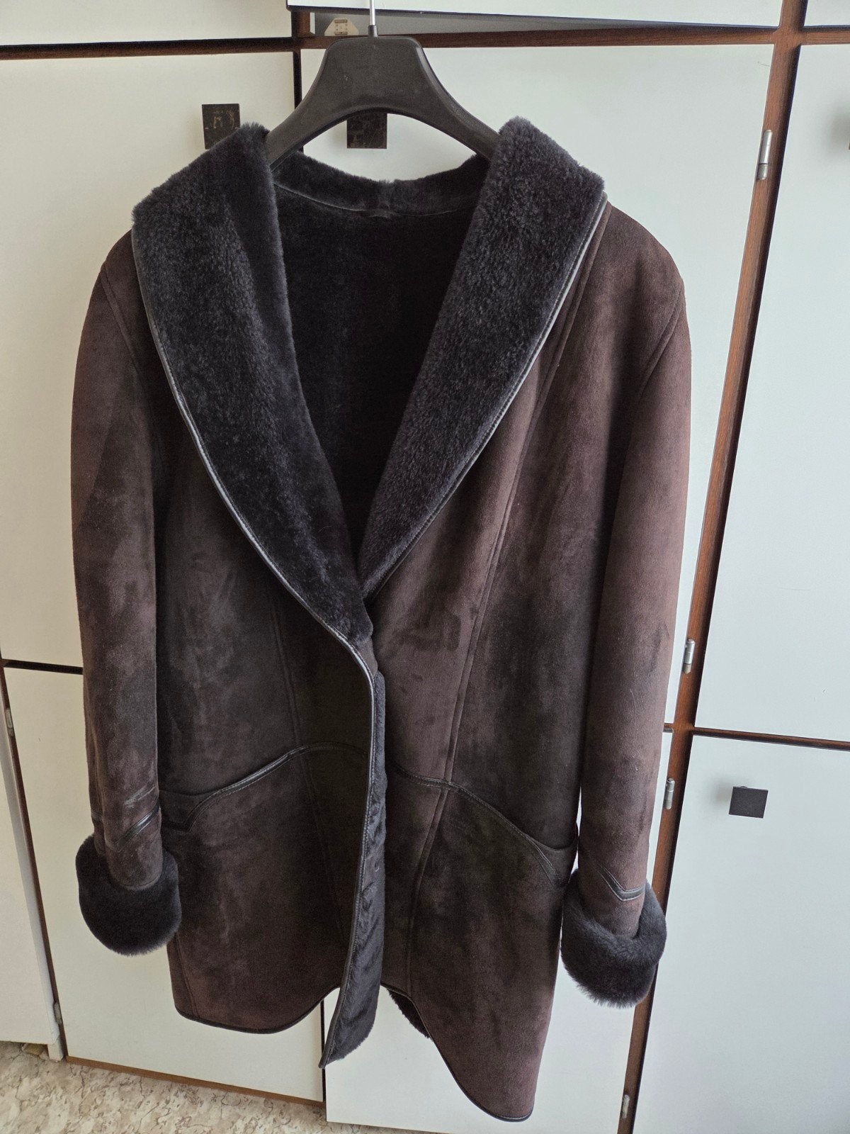 Lederen winterjas - dames - maat 42, Taille 42/44 (L), J. De Wit, Comme neuf, Brun