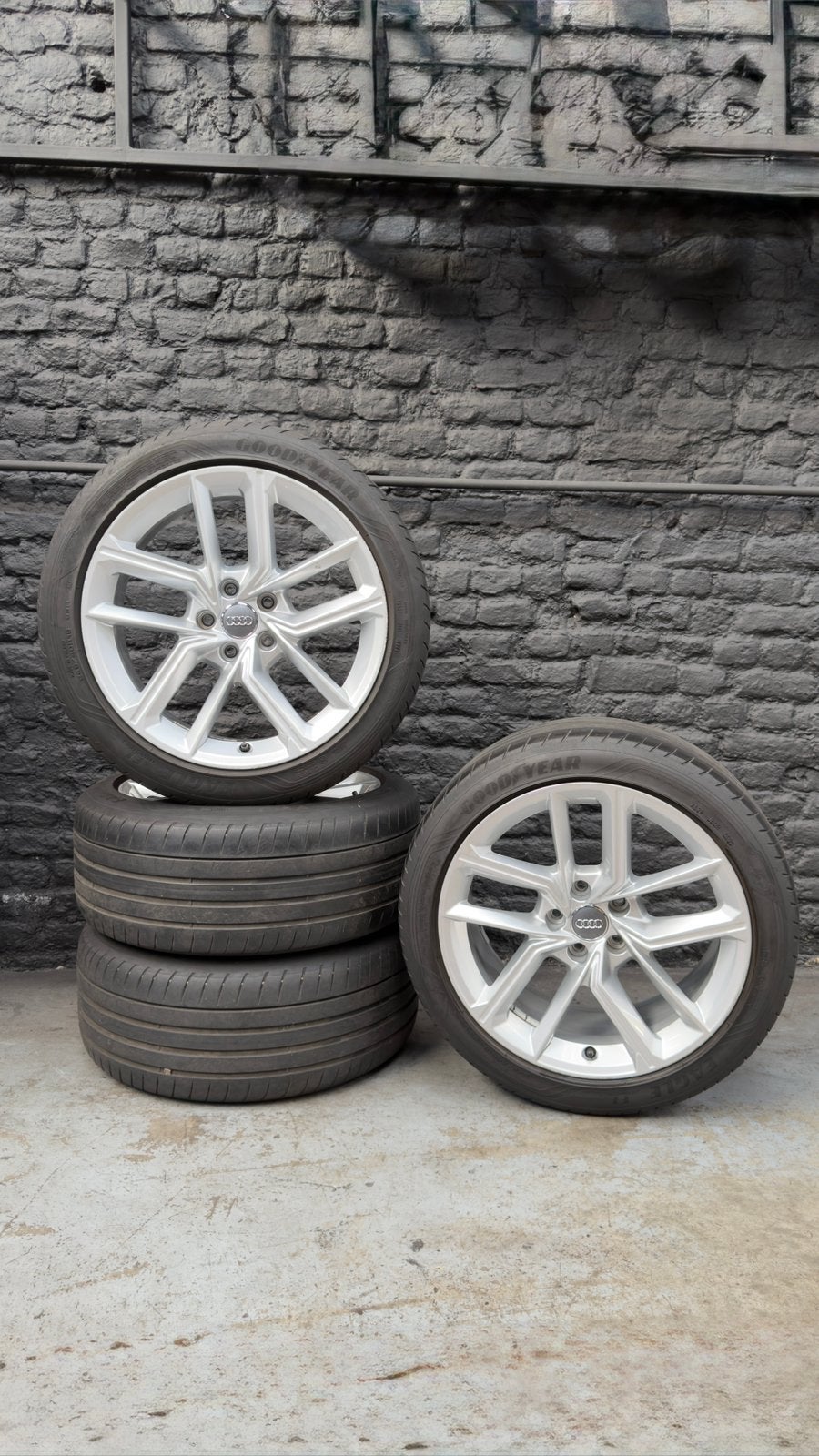JANTES ORIGINALES AUDI 18” + PNEUS GOODYEAR – 5x112 – VW, Enlèvement, Audi