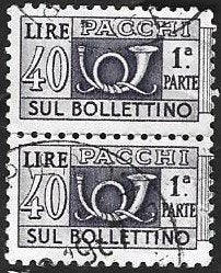 1 Postzegel Italië 1957 Pakketpost Dubbel, Timbres & Monnaies, Timbres | Europe | Italie, Enlèvement ou Envoi, Affranchi