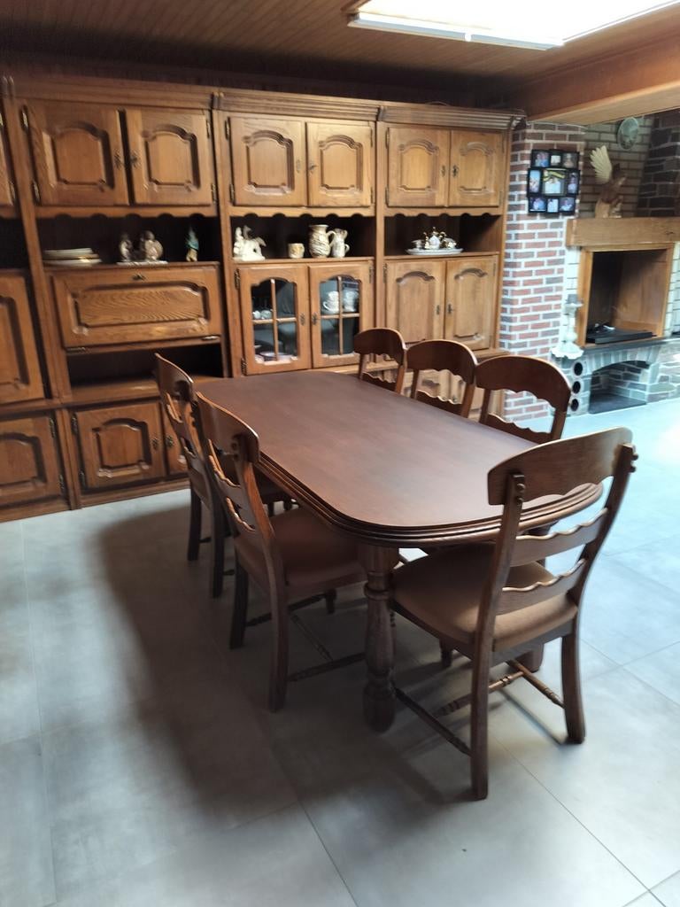 Eiken eettafel met 6 eiken stoelen, Ophalen