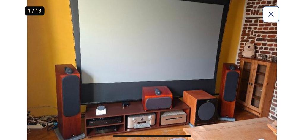 Gemotoriseerd topkwaliteit scherm voor home theater, Audio, Tv en Foto, Projectieschermen, Ophalen, Elektrisch, Zo goed als nieuw