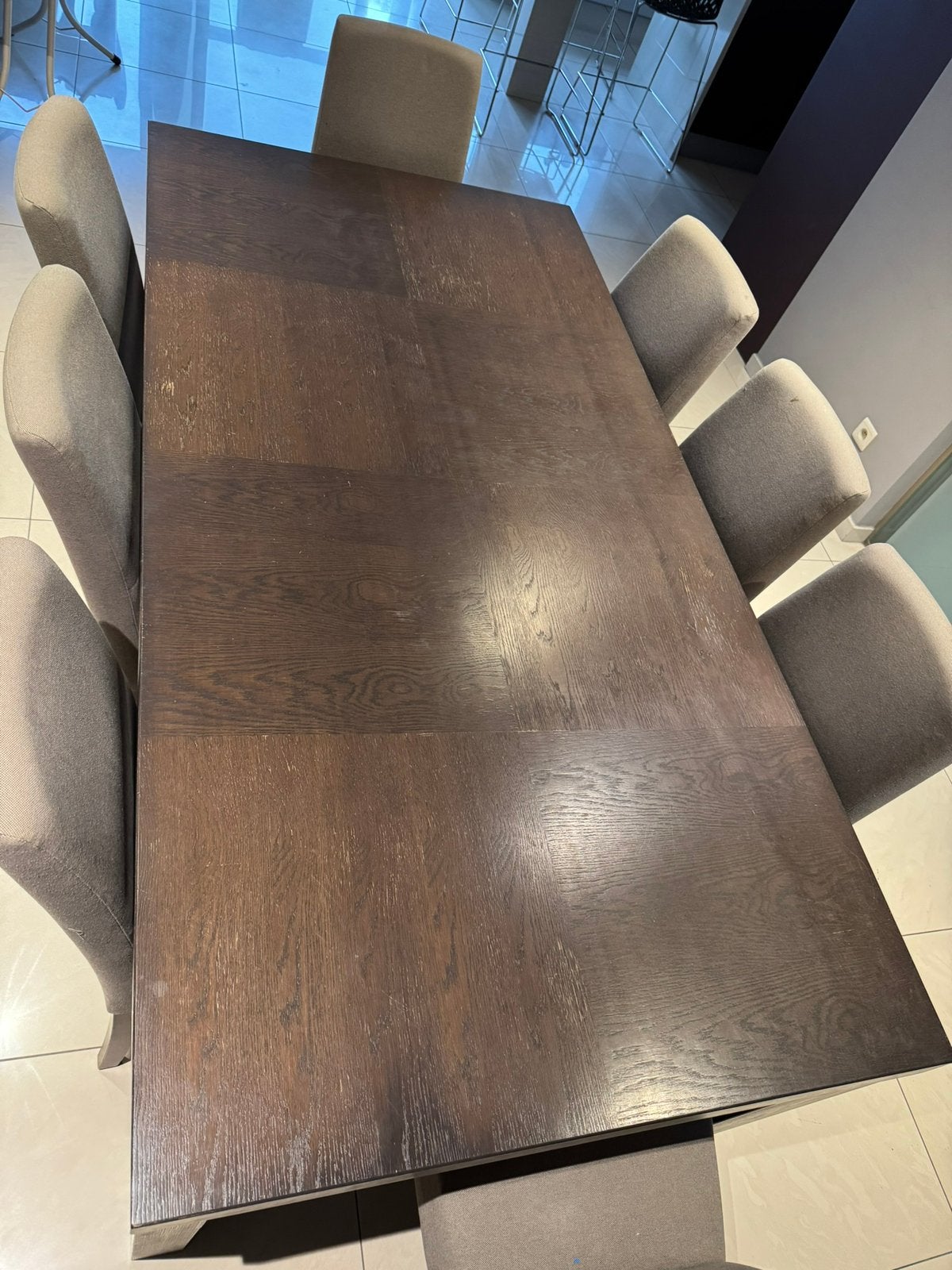 Table et 8 chaises de salle à manger, Maison & Meubles, Enlèvement, Utilisé, Moderne, 6 à 8 chaises