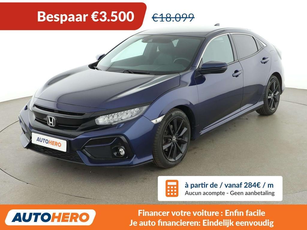 Honda Civic 1.0 VTEC Elegance (bj 2020, automaat), Auto's, Honda, Gebruikt, Blauw, 988 cc, Leder