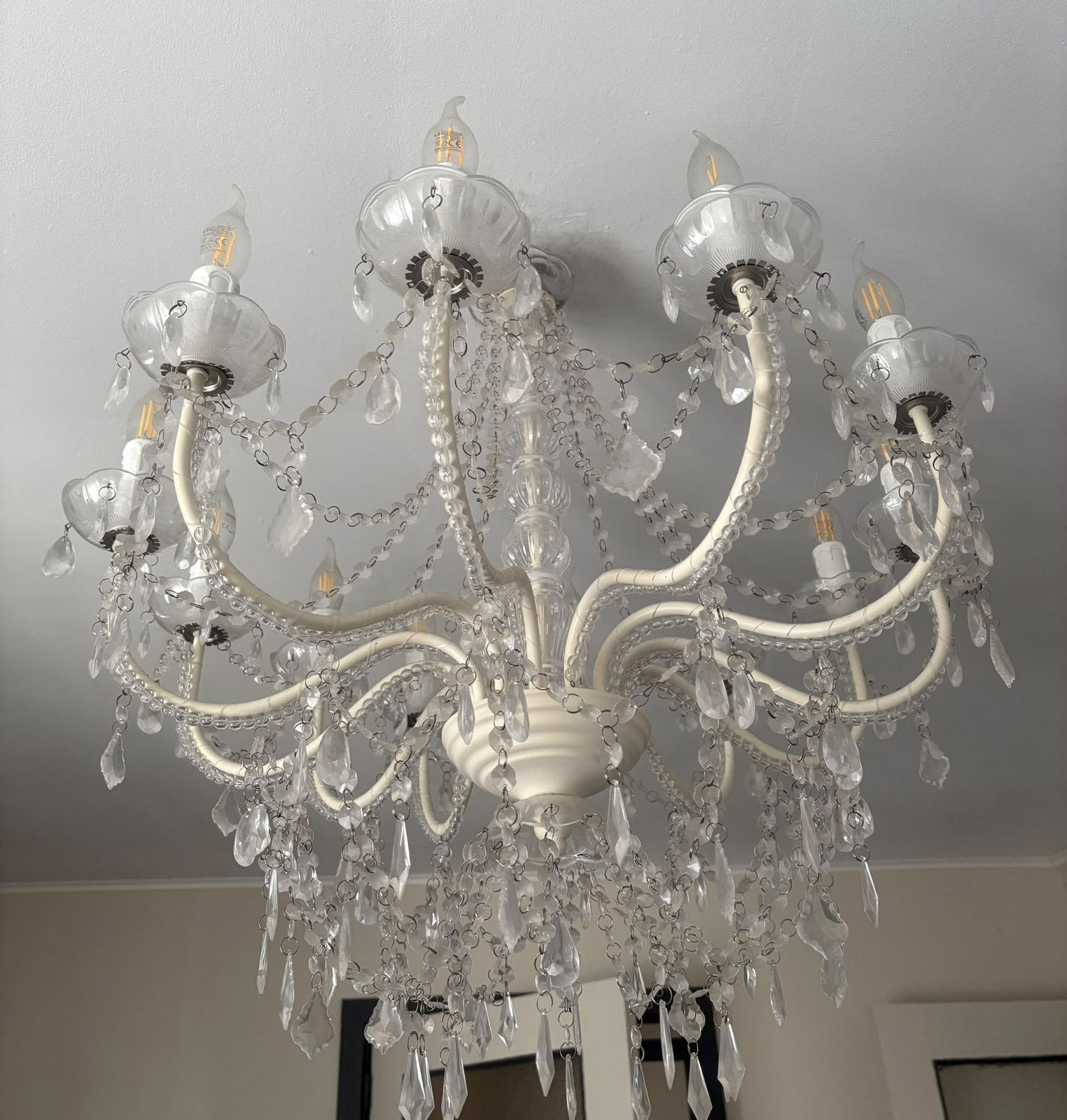 Magnifique lustre à pampilles 12 lumières / Maison du Monde, Enlèvement, Comme neuf, Métal