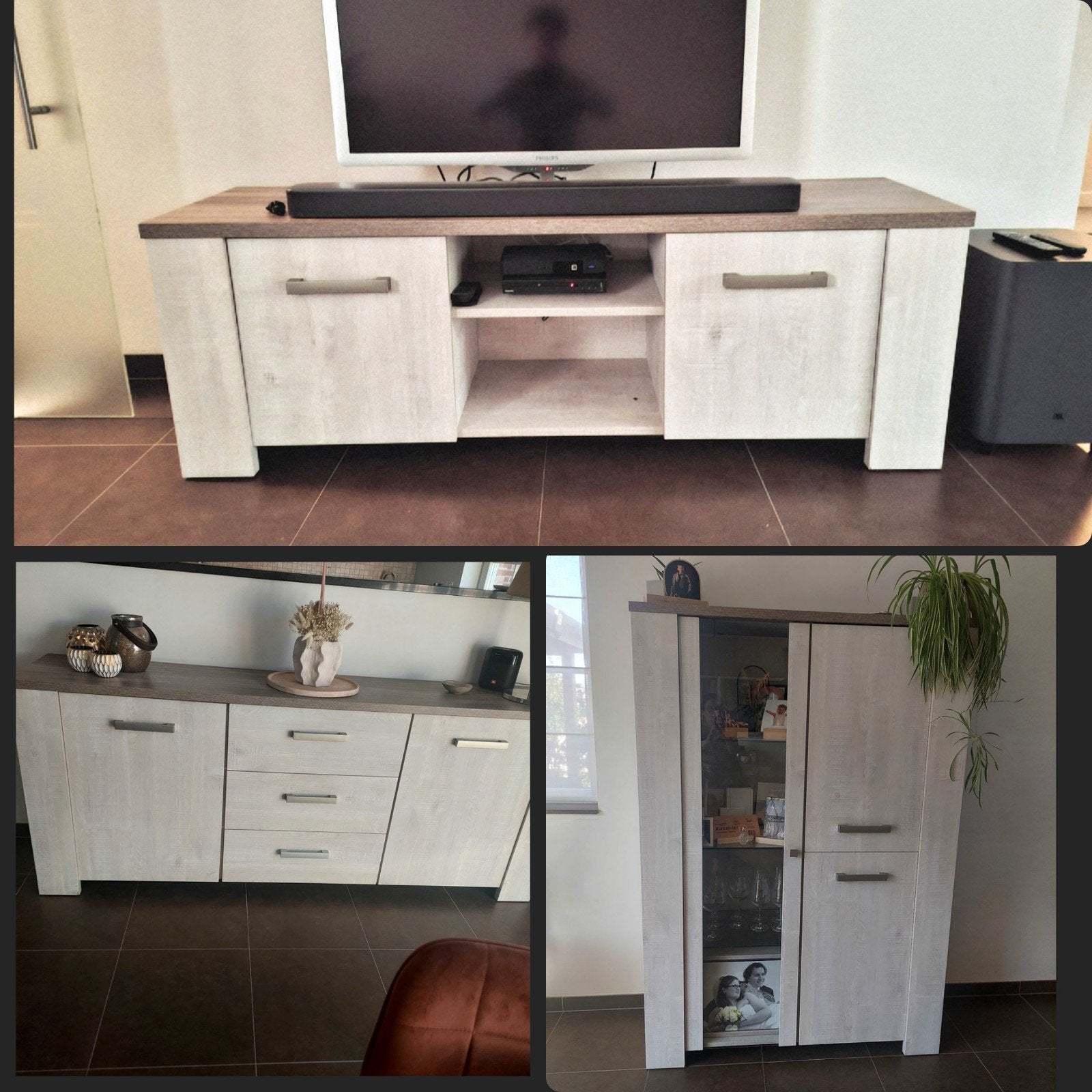 3-delige meubelset (TV-meubel, Dressoir & Vitrinekast), Ophalen