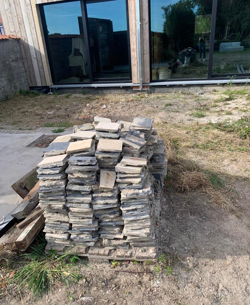 Antieke tegels zwart wit, Doe-het-zelf en Bouw, Ophalen, Gebruikt