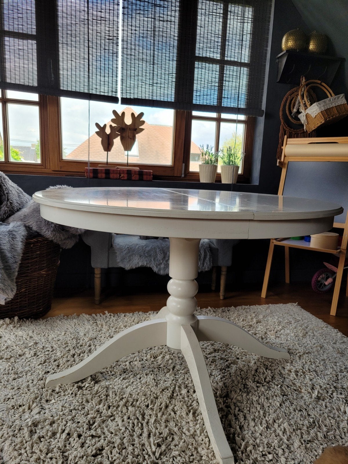 Tafel rond wit, Huis en Inrichting, Tafels | Eettafels, Ophalen, Ovaal