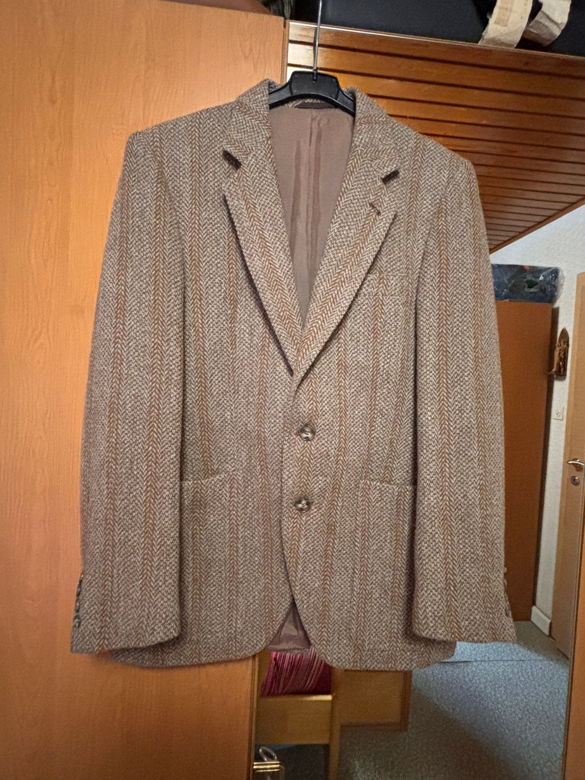 Veston homme Harris Tweed 100% laine vierge, Kleding | Heren, Ophalen of Verzenden, Maat 46 (S) of kleiner, Beige, Harris Tweed