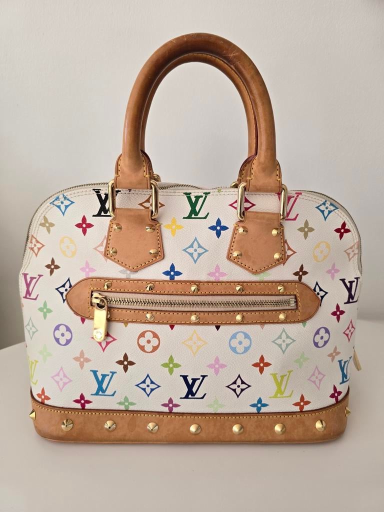 Louis Vuitton Alma Murakami tas, Verzenden, Gebruikt, Wit, Handtas