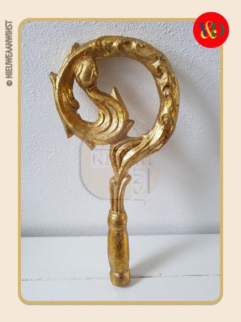Nostalgische V&D etalage Sinterklaas staf - goud - 30cm, Verzenden, Zo goed als nieuw