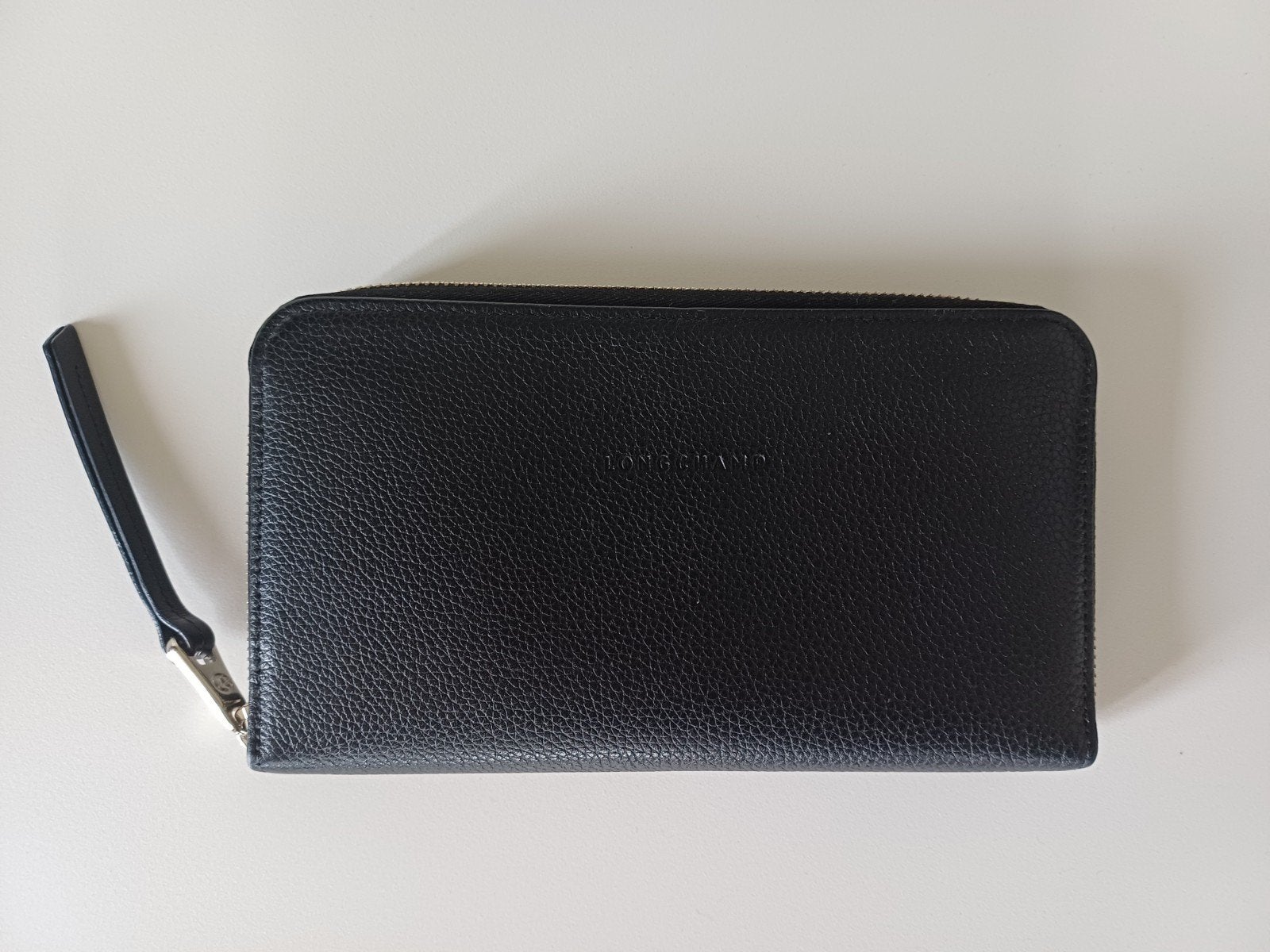 Grote zwarte portefeulle LONGCHAMP Le Foulonné, Enlèvement ou Envoi, Comme neuf, Noir, Cuir
