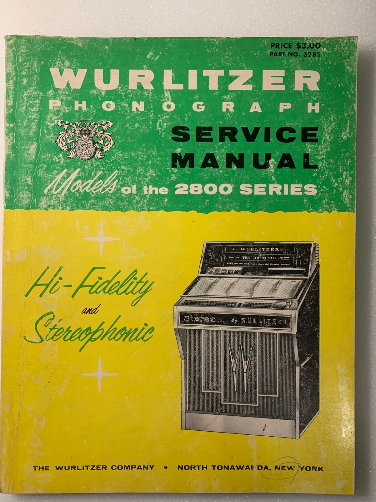 Manuel d'entretien du Wurlitzer 2800 (original), Enlèvement, Utilisé, Wurlitzer