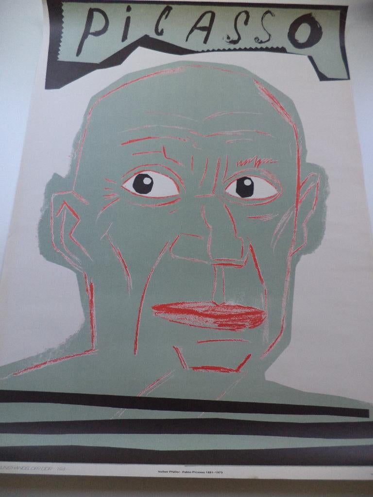 Pfüller Volker Pablo Picasso 1981 grote litho affiche poster, Antiek en Kunst, Ophalen of Verzenden