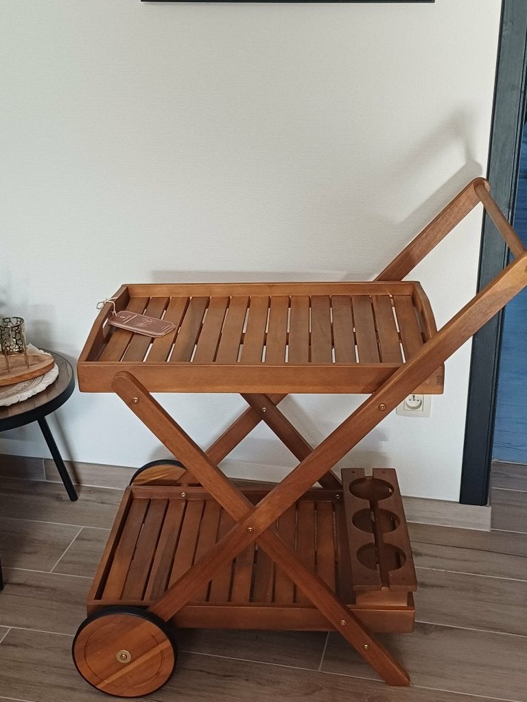 Nieuwe serveerwagen met wielen & dienblad zie objecten, Ophalen, Nieuw, Hout