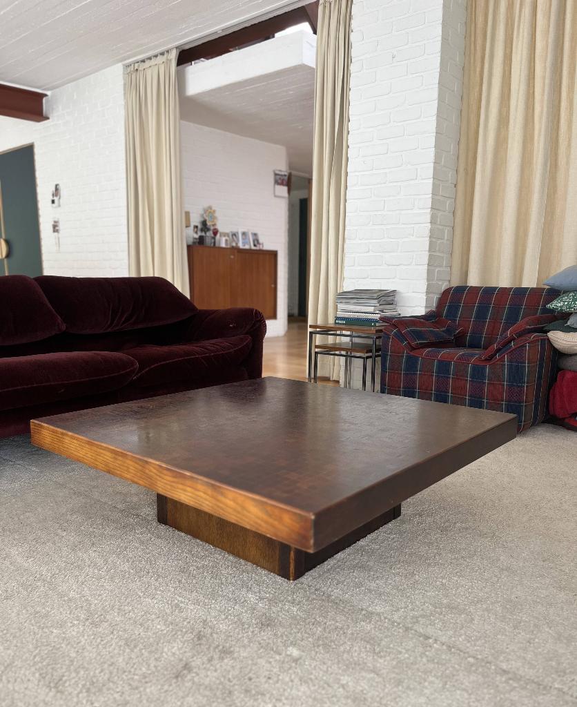 vintage salontafel hout brutalistisch, Maison & Meubles, Tables | Tables de salon, Utilisé, Moins de 50 cm, 100 à 150 cm, 100 à 150 cm