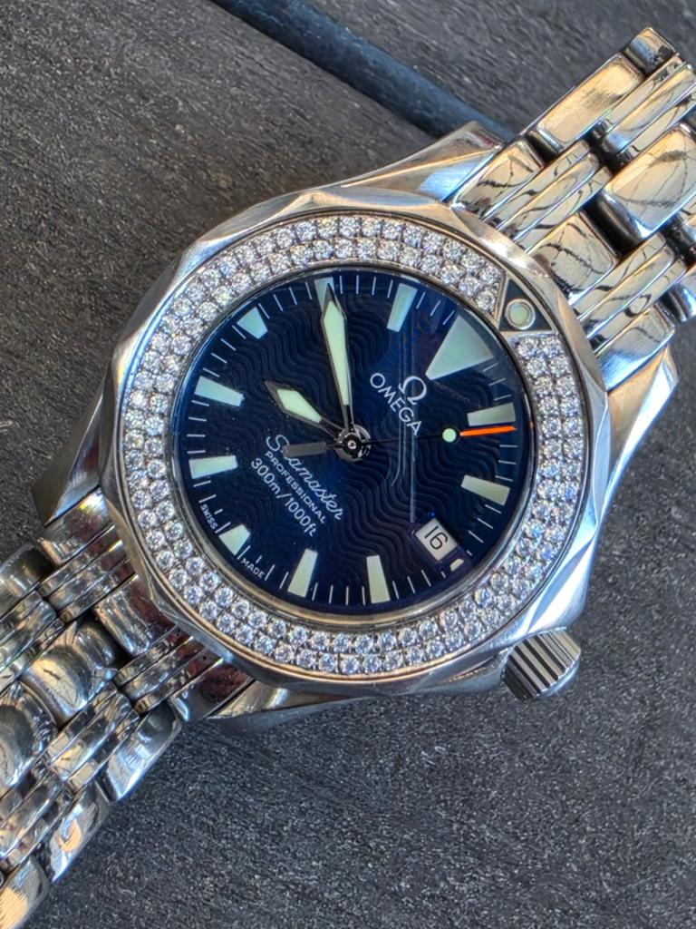 Omega seamaster diver lady , briljanten bezel, Ophalen of Verzenden