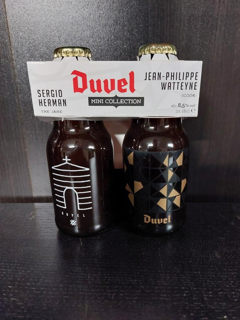 2 bierflesjes Duvel Sergio Herman, Verzamelen, Ophalen of Verzenden, Duvel
