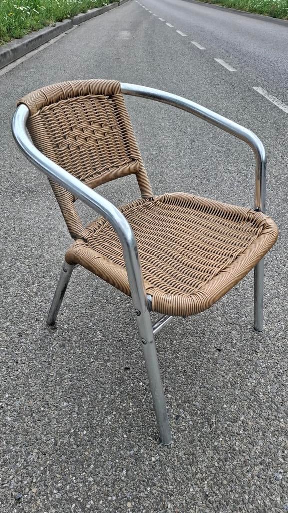 36 terras outdoor horeca stoelen partij wicker alu frame, Ophalen of Verzenden, Gebruikt, Aluminium, Stapelbaar