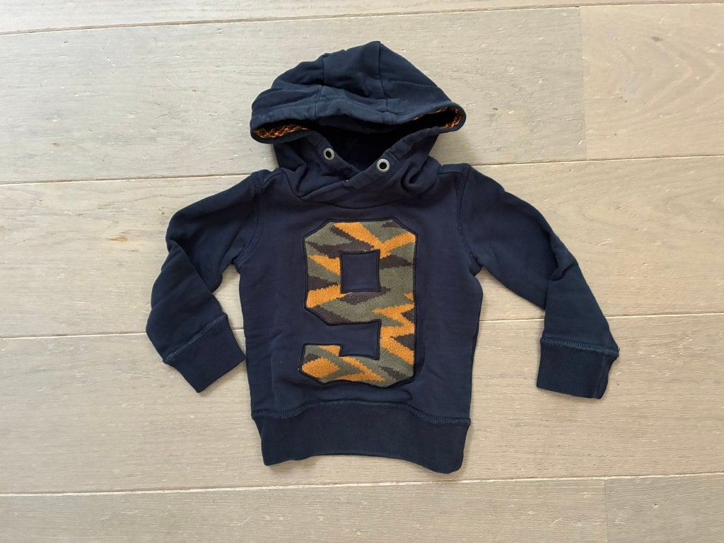 Donkerblauwe Sweater trui met kap Mexx (Maat 92 / 2 jaar), Mexx, Trui of Vest, Ophalen of Verzenden, Zo goed als nieuw