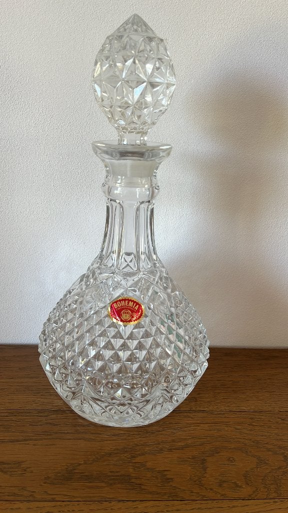 Bohemia kristallen karaf/decanteerfles ‘ananasstop’, Ophalen of Verzenden