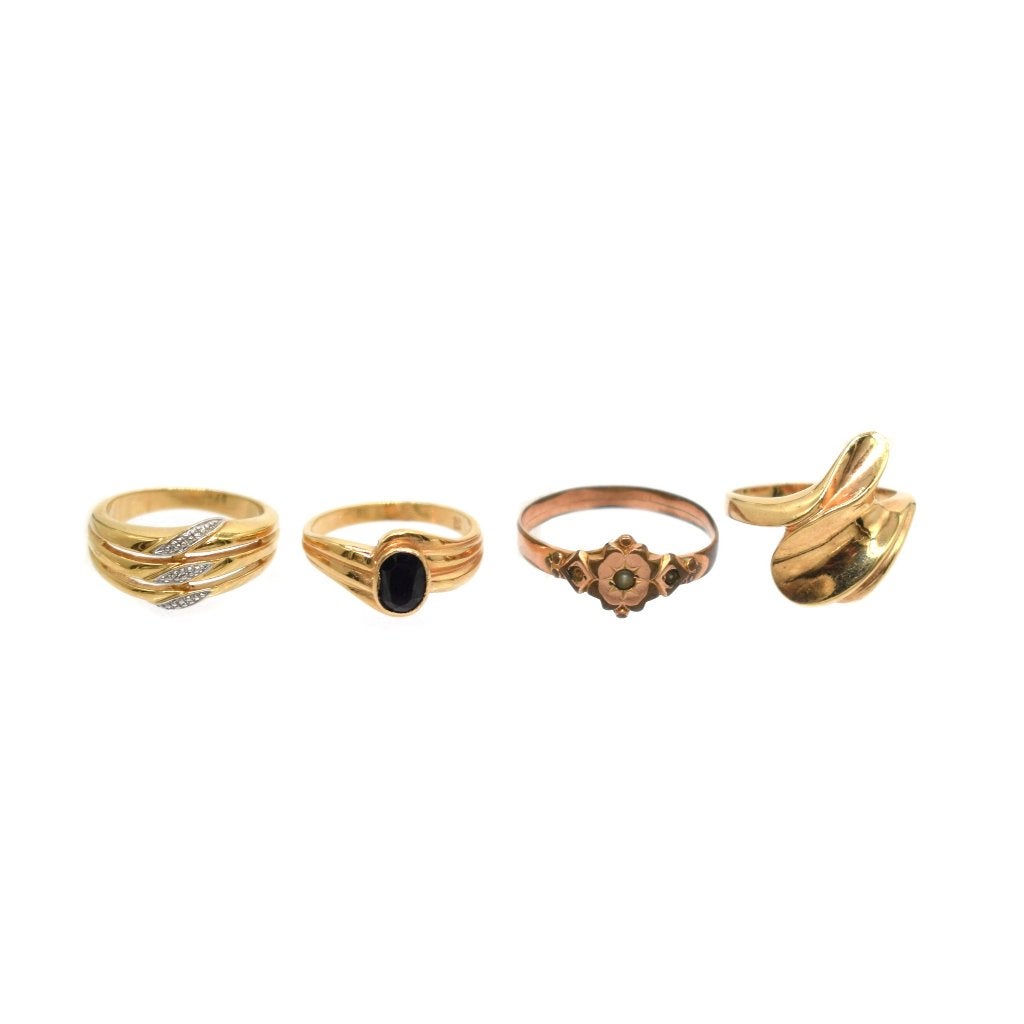 4 vintage goudkleurige / mogelijk vergulde ringen, Enlèvement