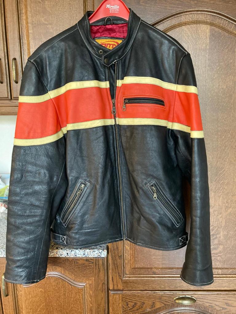 Vintage leren motorjas AMR  – maat XL – racing stijl, Ophalen