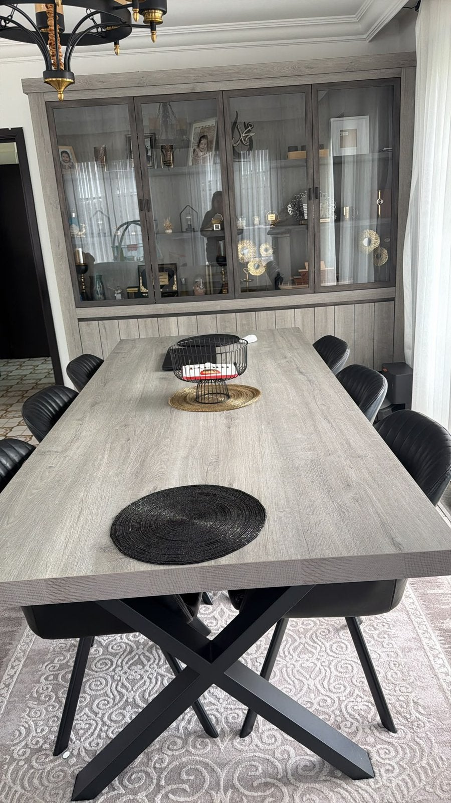 eetkamerset Eettafel  6 stoelen Vitrinekast Salontafel, Enlèvement