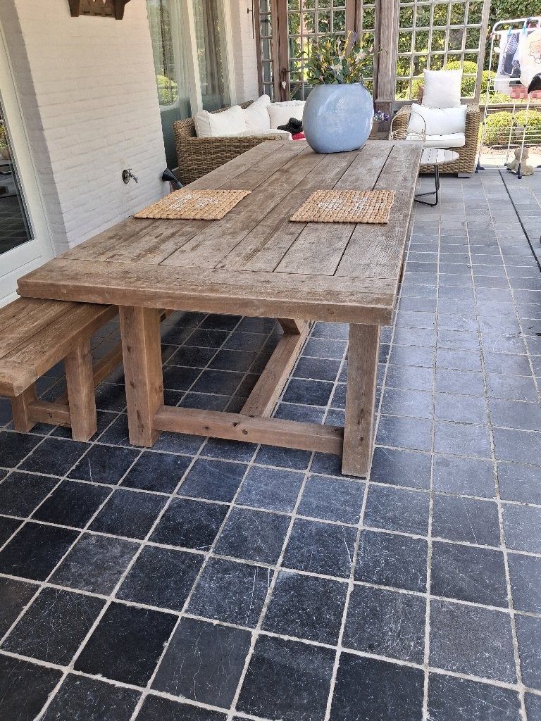 Tuintafel en tuinbank, Tuin en Terras, Ophalen, Zo goed als nieuw, Rechthoekig, Teakhout