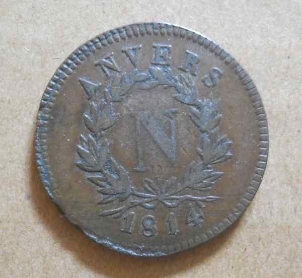 5 centimes Napoléon 1814 frappée à Anvers en 1814, Enlèvement ou Envoi, Belgique