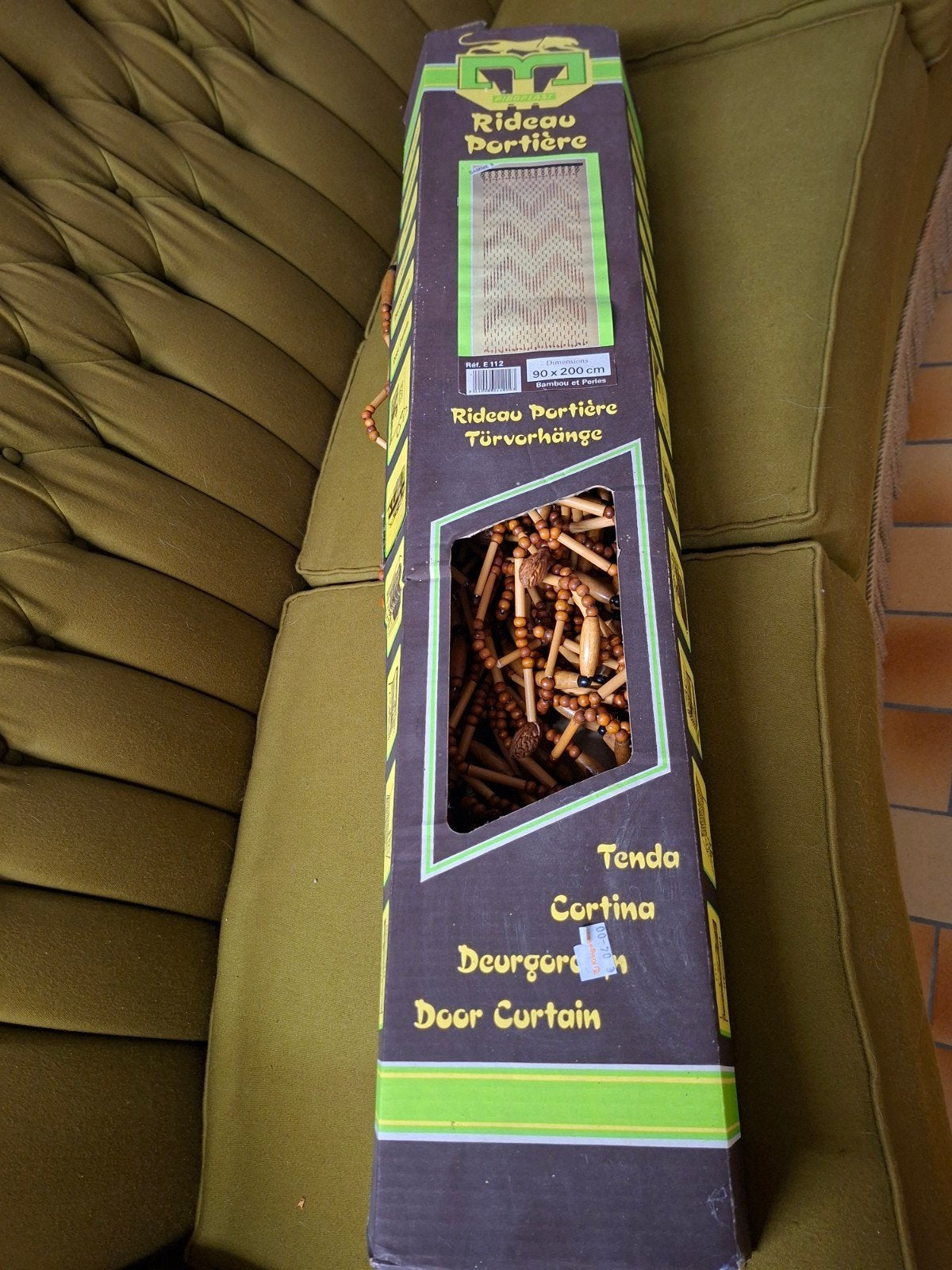Deurgordijn retro met houten parels, Ophalen