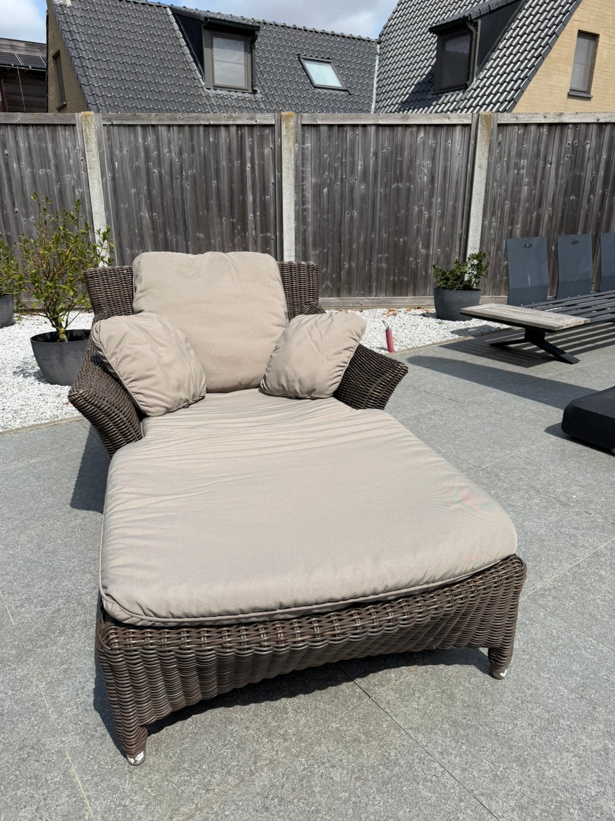 Four Seasons Outdoor ligbed / ligzetel met kussens, Ophalen, Zo goed als nieuw, Wicker, Tuinset