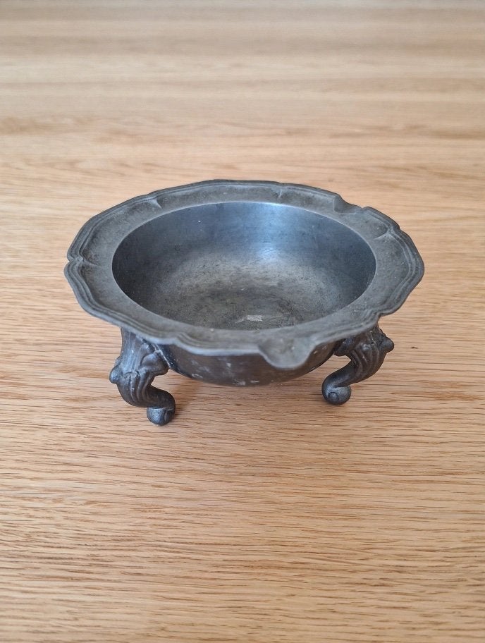 2 Tinnen schalen op 3 krulpootjes, Antiek en Kunst, Ophalen of Verzenden