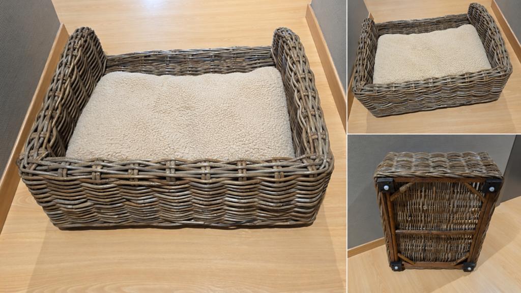 Rieten hondenmand voor middelmatige honden., Enlèvement, Comme neuf, Roseau