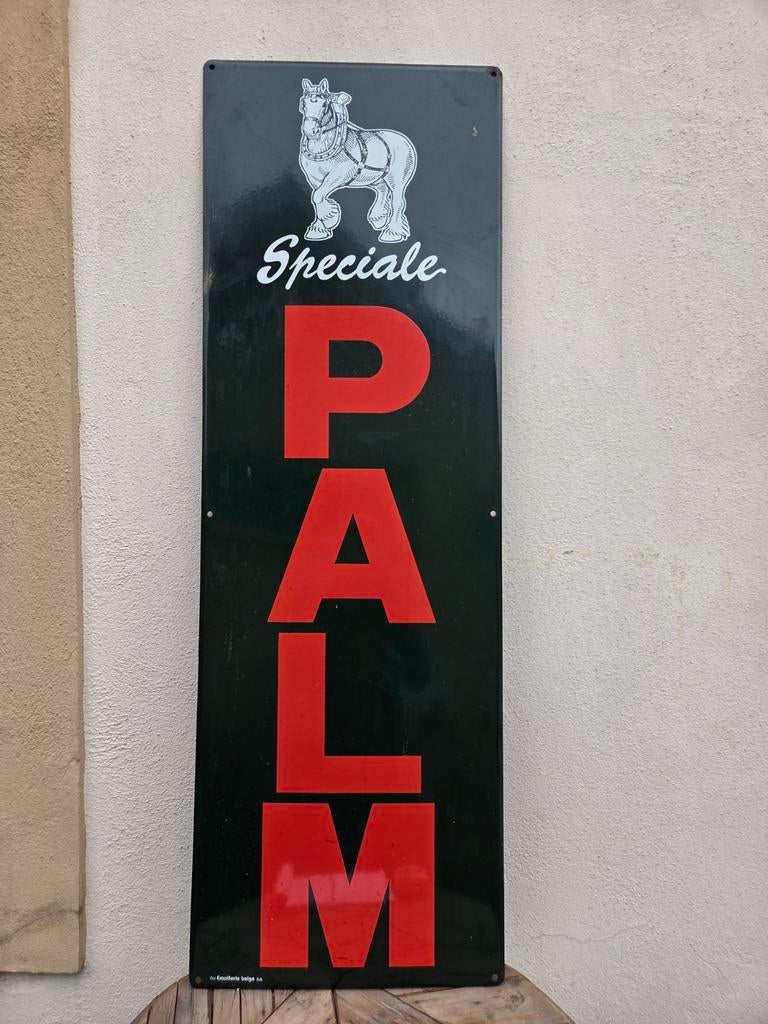 Emaille palm bier reclamebord, Verzamelen, Ophalen, Gebruikt, Reclamebord