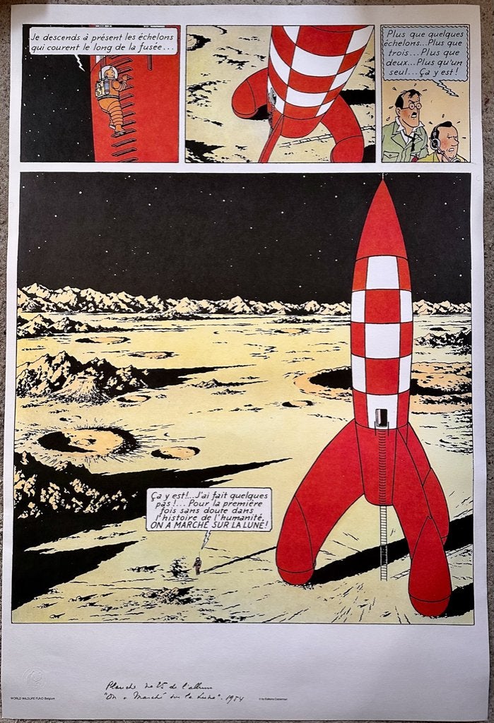 Hergé - Tintin - Tirage d'art WWF On a Marché sur la Lune 81, Livres, BD, Enlèvement ou Envoi, Une BD, Comme neuf, Hergé.
