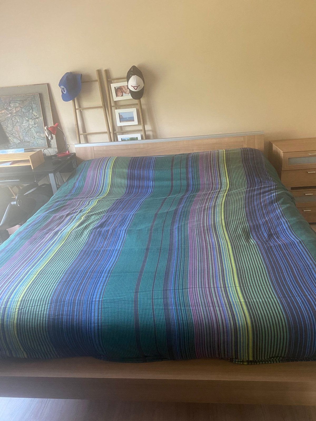 Lit avec 2 tables de chevet, Maison & Meubles, Chambre à coucher | Chambres à coucher complètes, Enlèvement, Utilisé, Deux personnes