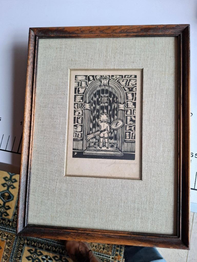 Kunstwerk met kind, Antiek en Kunst, Kunst | Etsen en Gravures, Ophalen