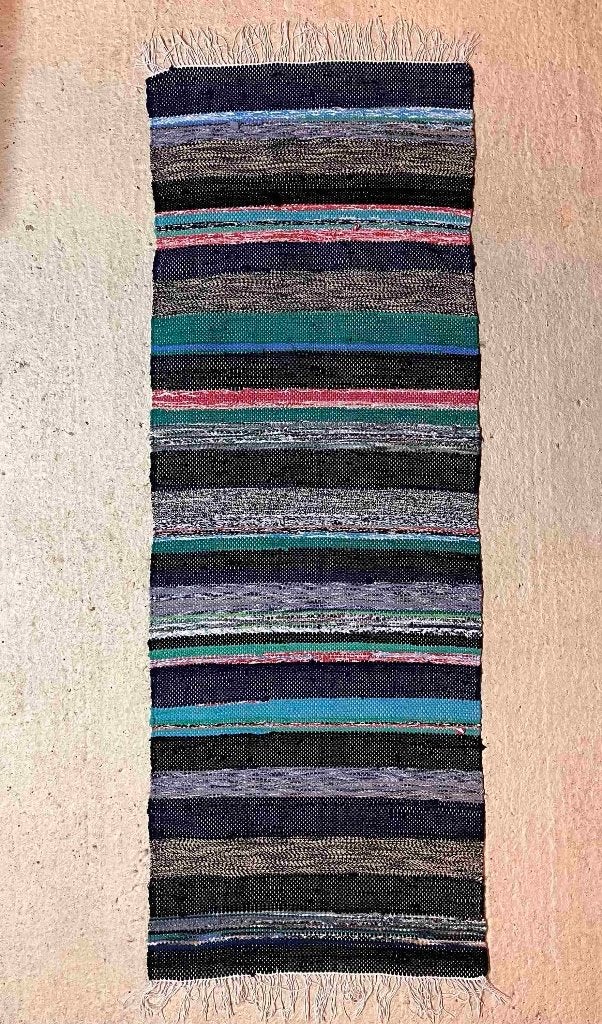 Kleed vloerkleed recycle geweven stof banen 189/67 cm, Ophalen of Verzenden, Gebruikt, Blauw, Overige stijlen