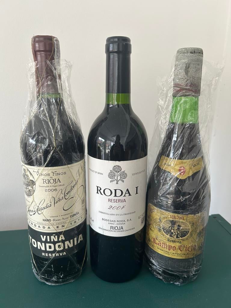 Lot rode wijn Rioja - Campo Viejo 1964, Roda I en Tondonia, Verzamelen, Ophalen, Spanje, Zo goed als nieuw, Rode wijn