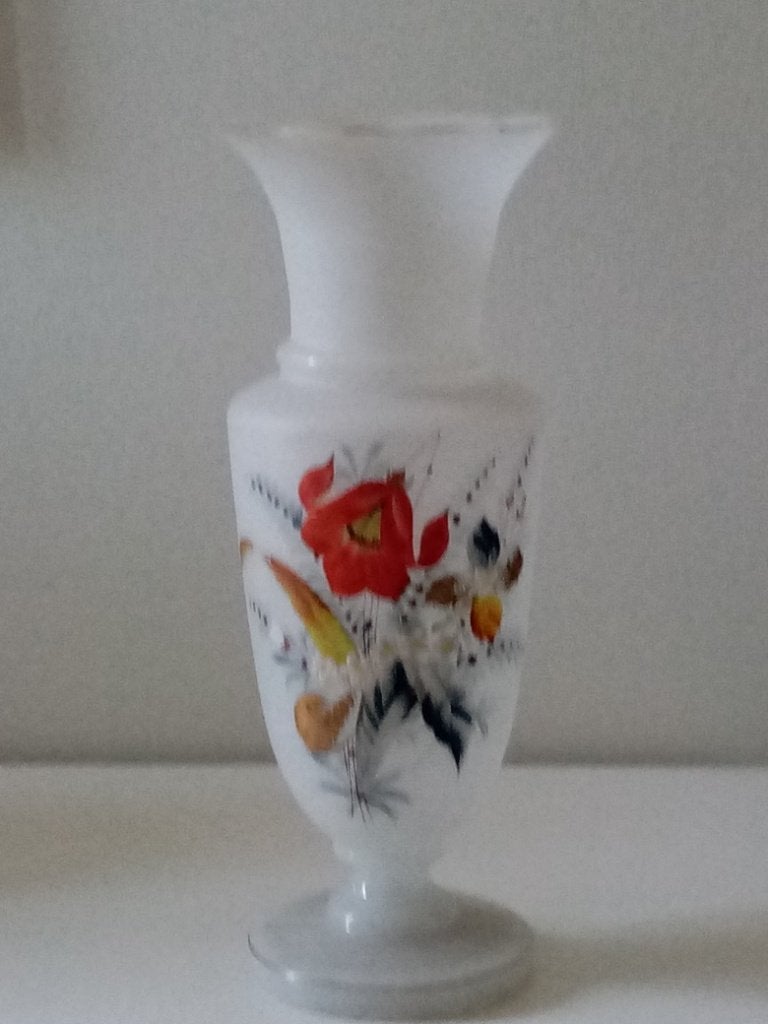 vaas opaal glas met bloemen, Ophalen