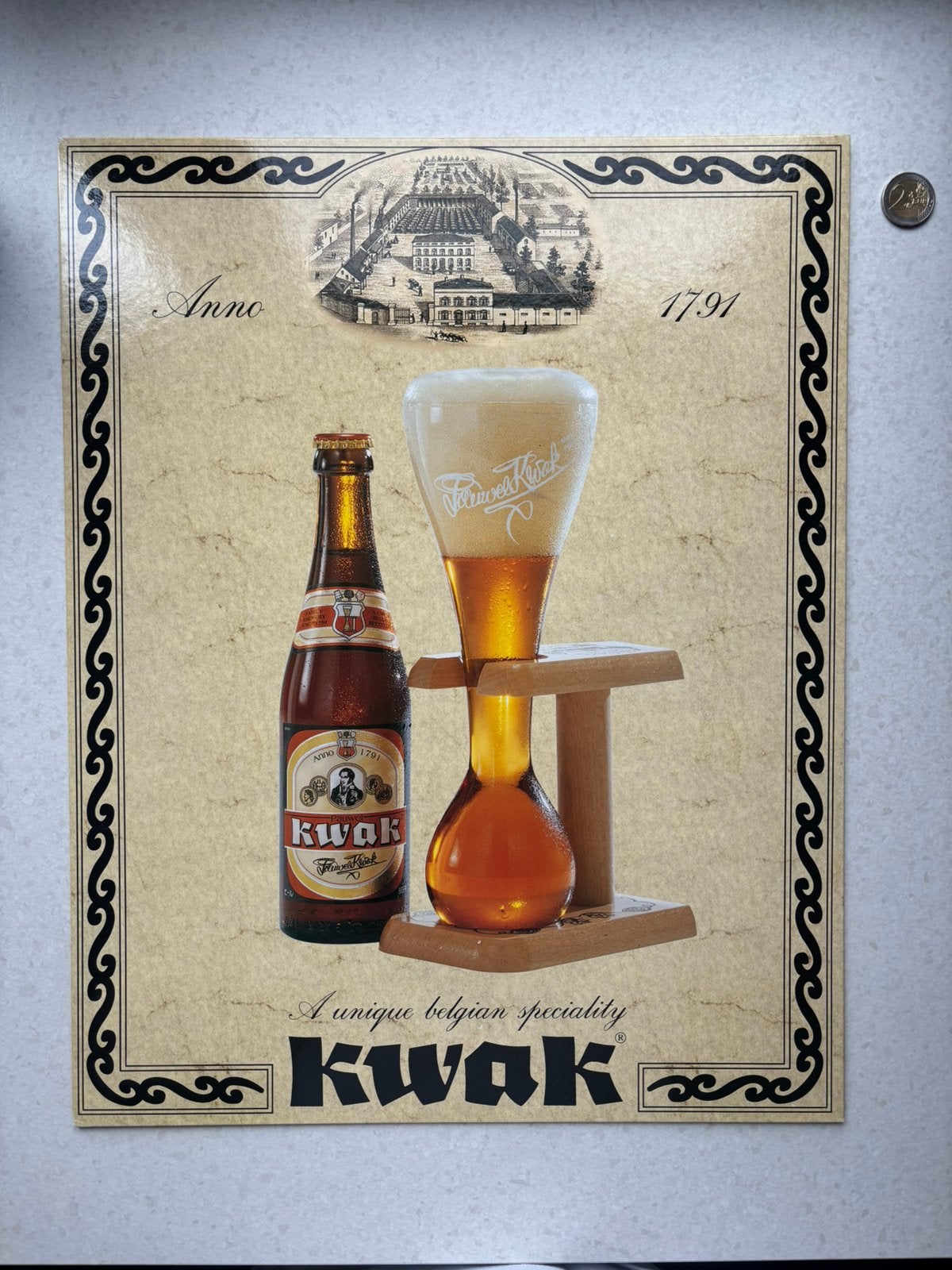 Reclamebord Kwak, Verzamelen, Merken en Reclamevoorwerpen, Ophalen, Zo goed als nieuw, Reclamebord