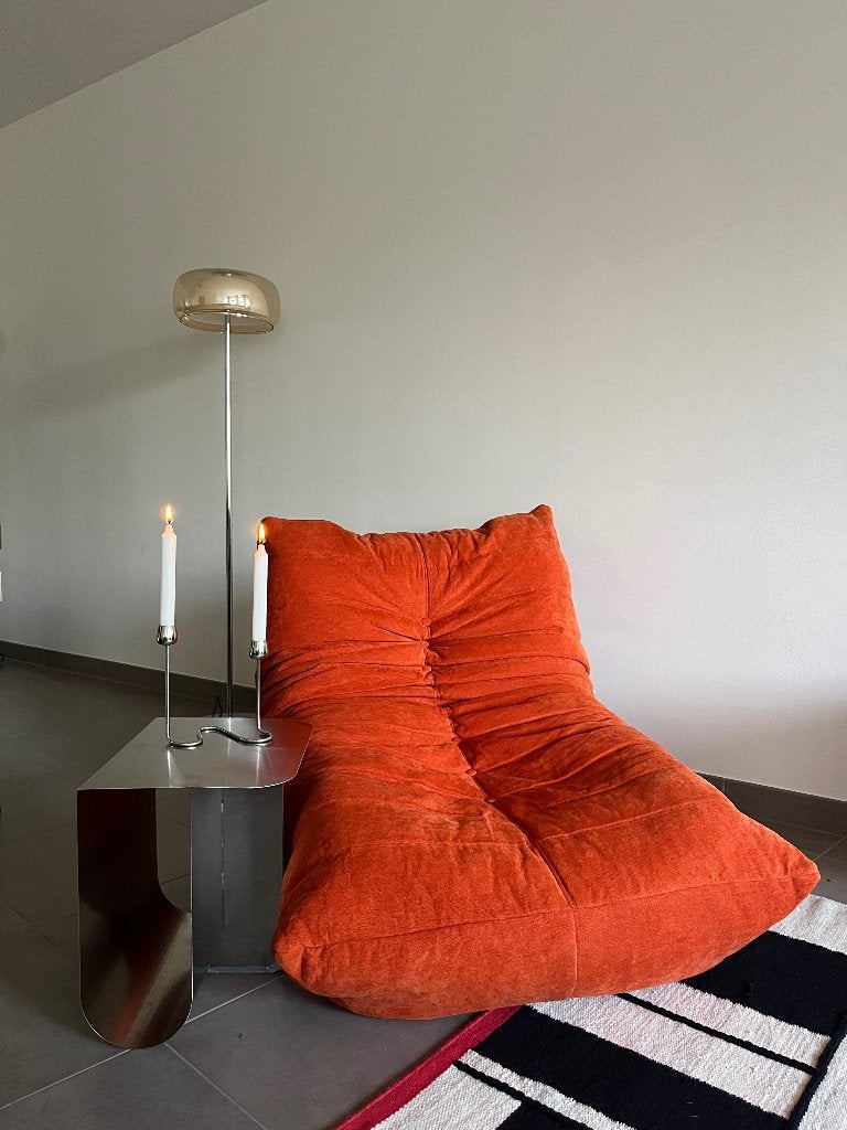 Diep oranje vintage look lounge stoel, Ophalen, Eenpersoons, Retro vintage loungestoel, Nieuw