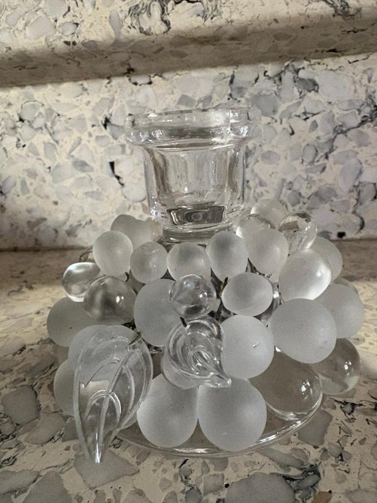Art deco kristal geslepen kandelaar druiven en blad, Enlèvement ou Envoi