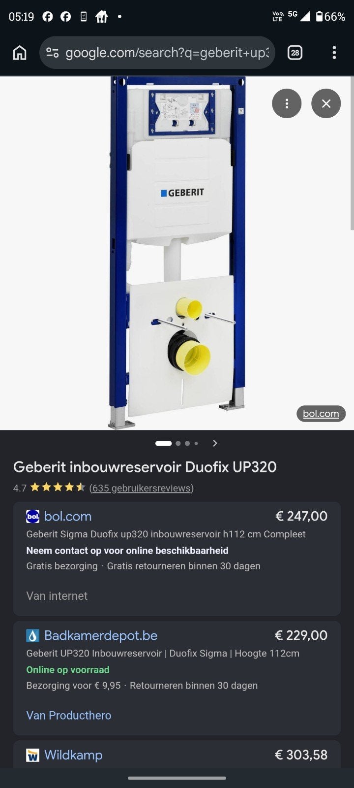 Geberit system fix up320 + drukplaat, Doe-het-zelf en Bouw, Ophalen, Nieuw, Toilet