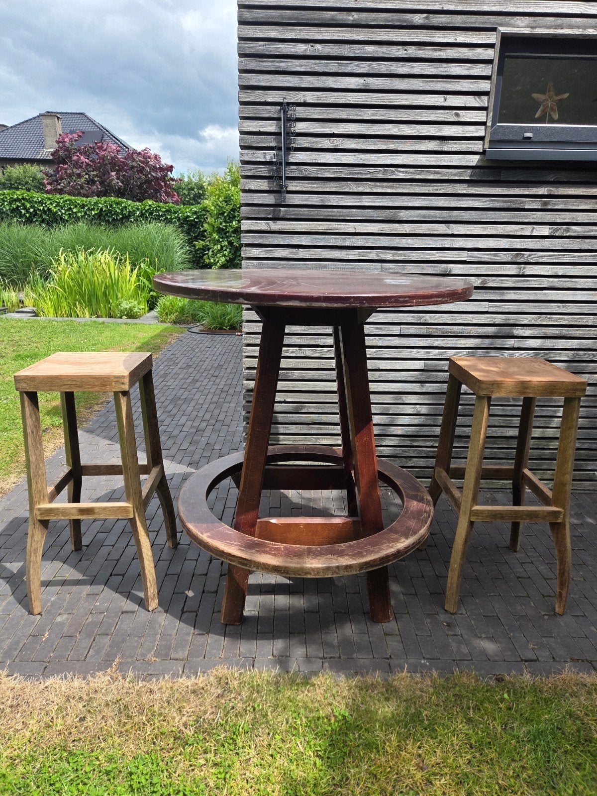 Bartafel met 6 krukken, Eik, Ophalen